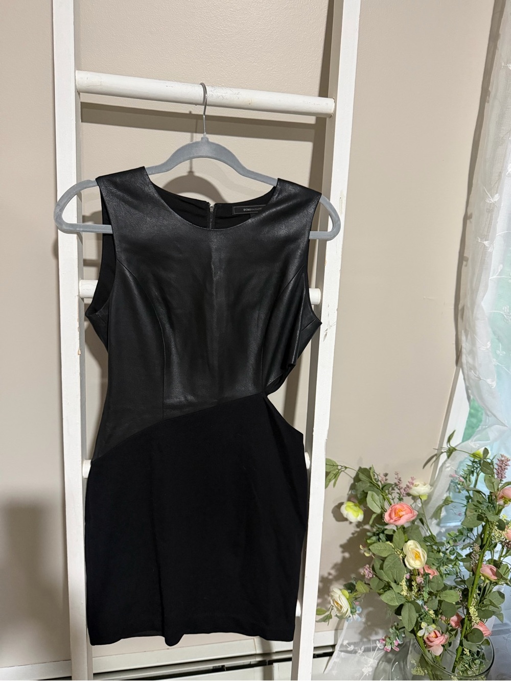 BCBGMaxAzria Black Two-Tone Cutout Mini Dress - Picture 3 of 6